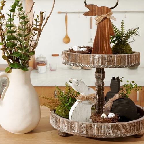 Rustic Wooden Bunny Table Centerpiece Signs, 3 pcs Rustic Easter Bunny