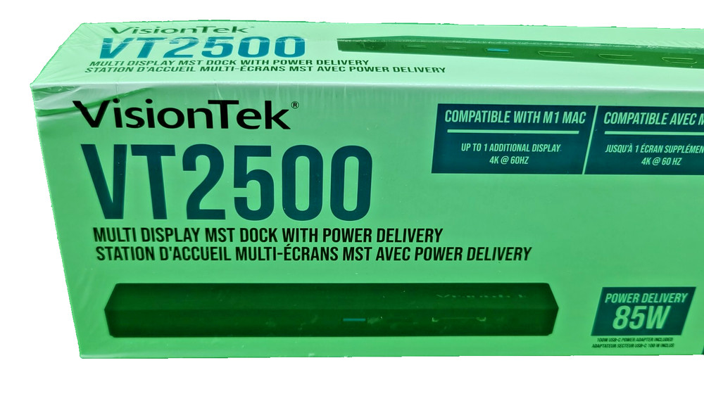 VisionTek VT2500 Multi Display Docking Station 85 Watts Black - New