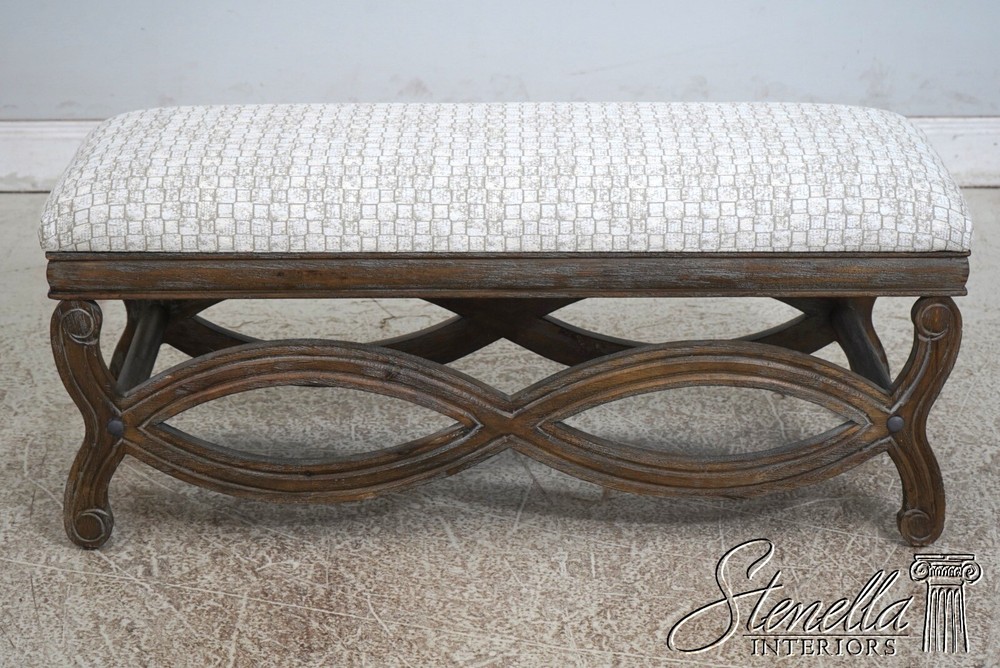 L68198: Rustic Gray Carved Frame Window Bench