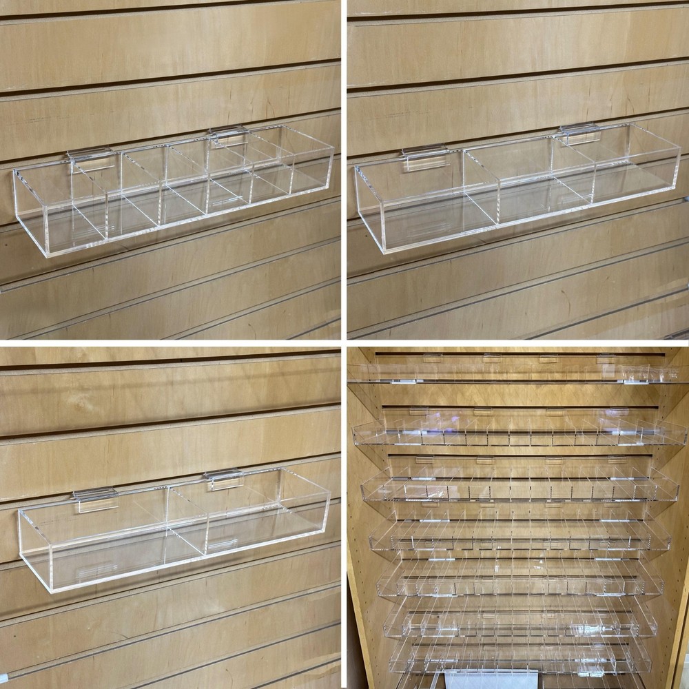 Acrylic Slatwall Display Bin – Multi-Compartments