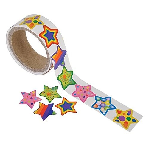Funky Star Sticker Roll 100 Stickers