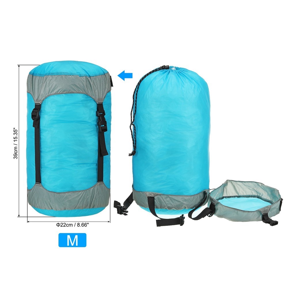 Compression Stuff Sack 14L M Size Waterproof Sleeping Bag Storage Sack Blue