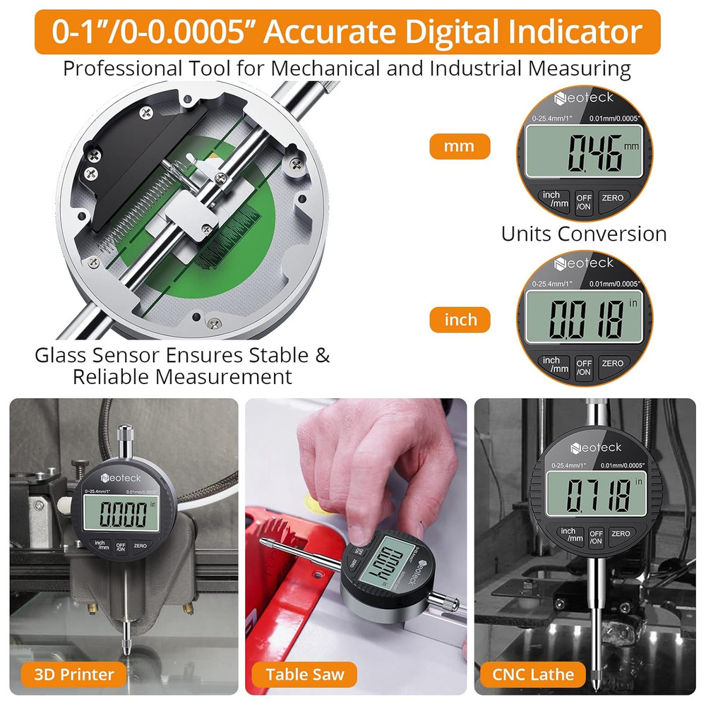 Precision 1" Digital Indicator & Disc Brake Rotor Measurement Set