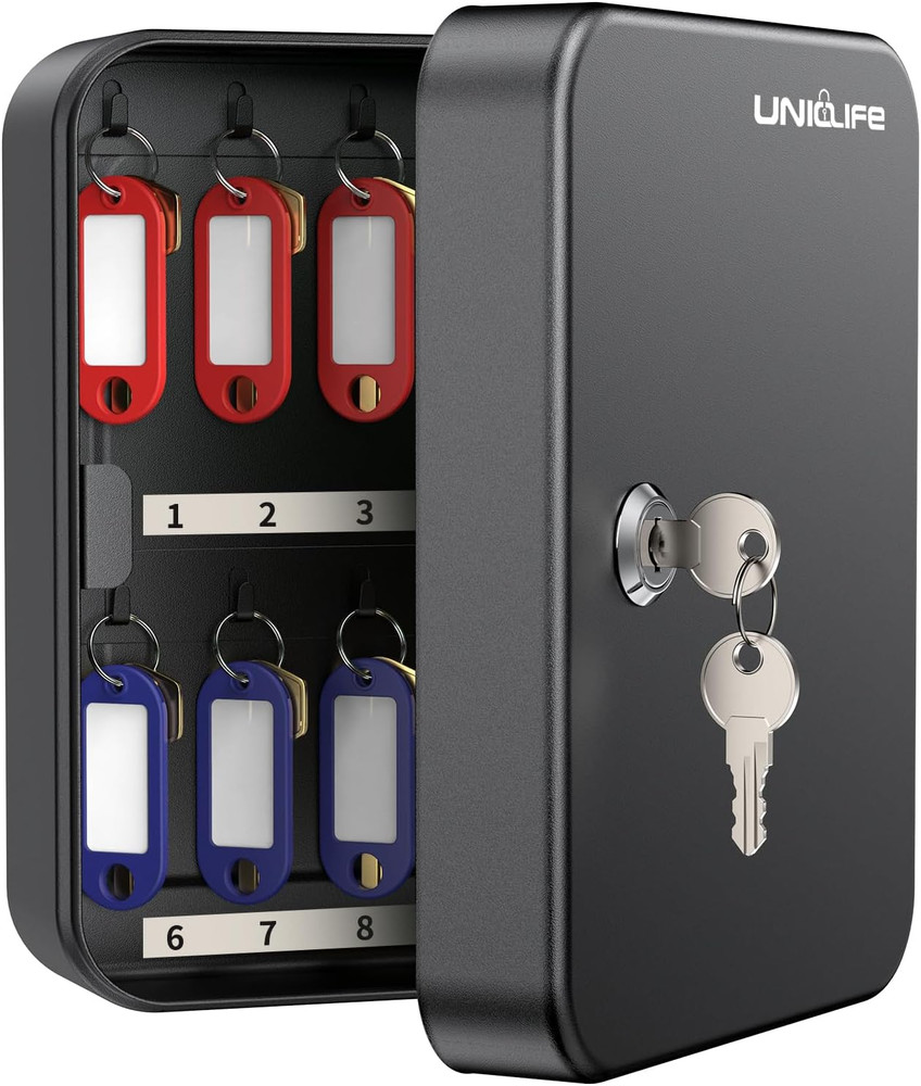 20 Position Key Cabinet with Key Lock Wall Mounted Black Security Storage Box St