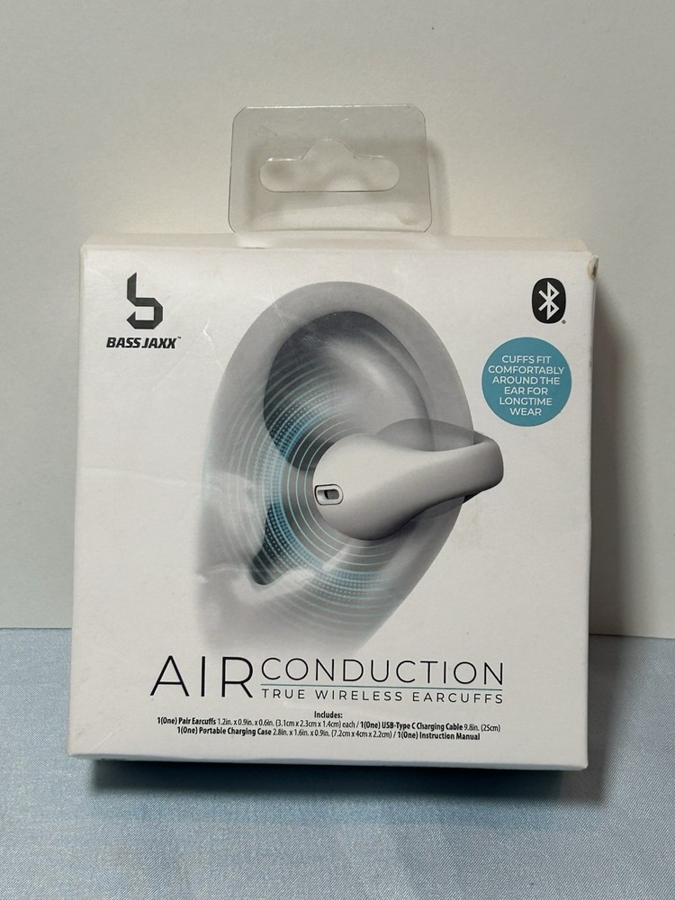 White Base Jaxx Bluetooth Headset-Ear Conduction-New