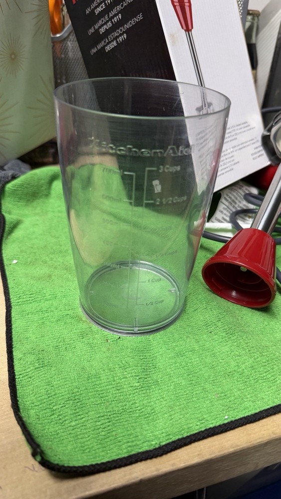 KitchenAid Immersion Hand Blender Red Variable Speed w/ Cup & Box
