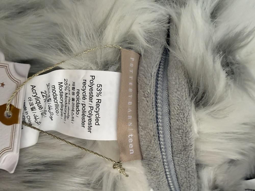 Pottery Barn Teen Recycled Grey Leopard Faux Fur Large 41" Beanbag Slipcover