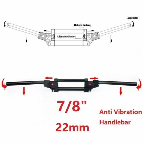 Universal 22mm 7/8" Adjustable Handlebars Anti Vibration ATV MX Dirt Bike Black