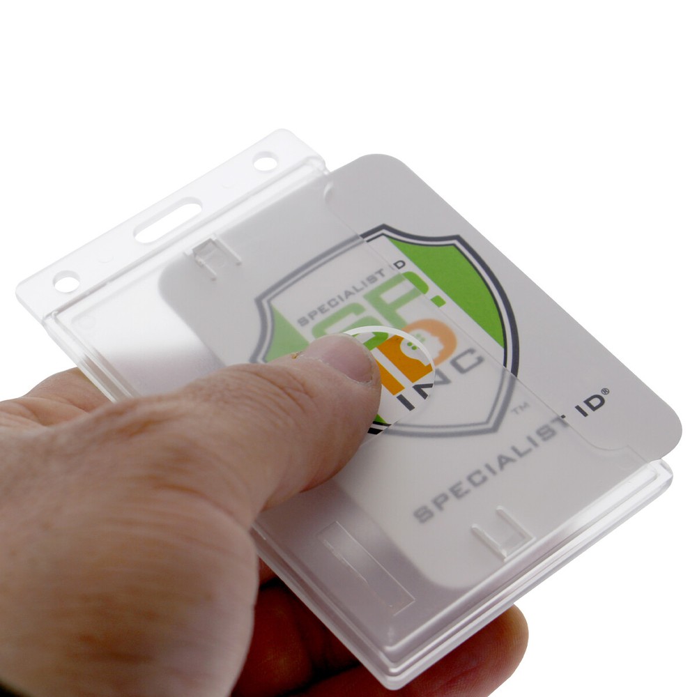 10 Pack - Rigid Hard Plastic Single Card ID Badge Holders - Clear w/ Side Insert