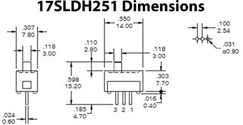 H251 Slide Switch - SPDT - PC Leads (Single Pole Double Throw)