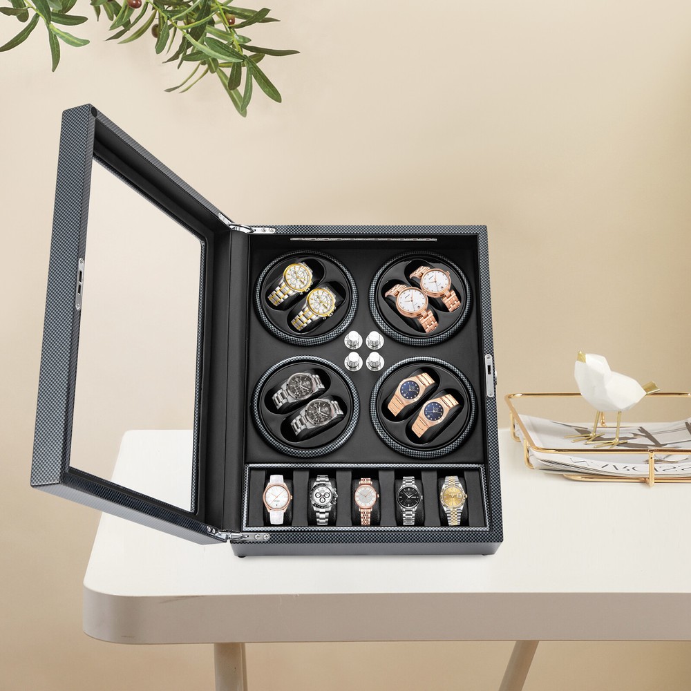 LED Light Automatic Watch Winder Box Display Storage Case 8+5 Watch Winder Box