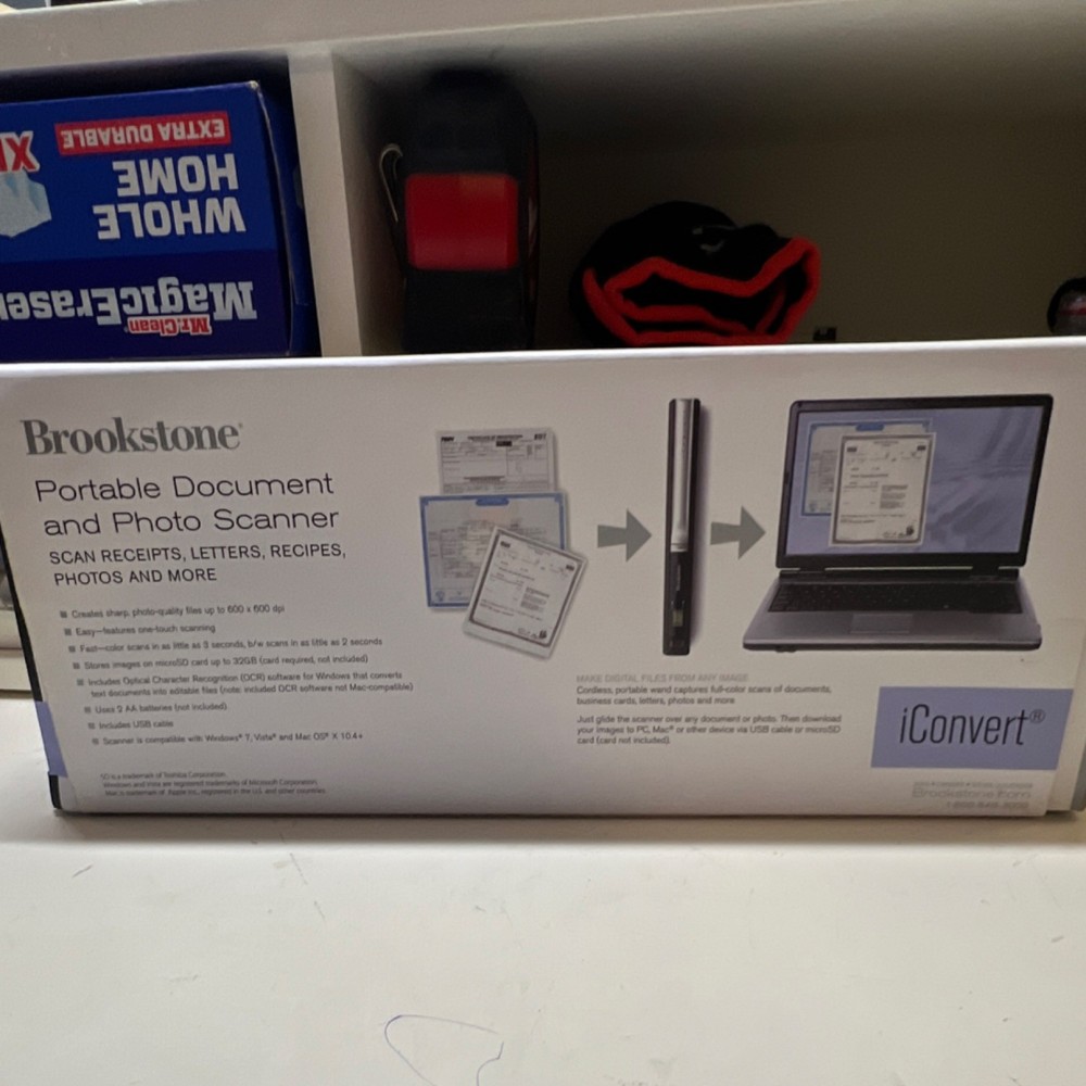 Brookstone iConvert Portable Scanner 600x600 dpi USB Document Photo