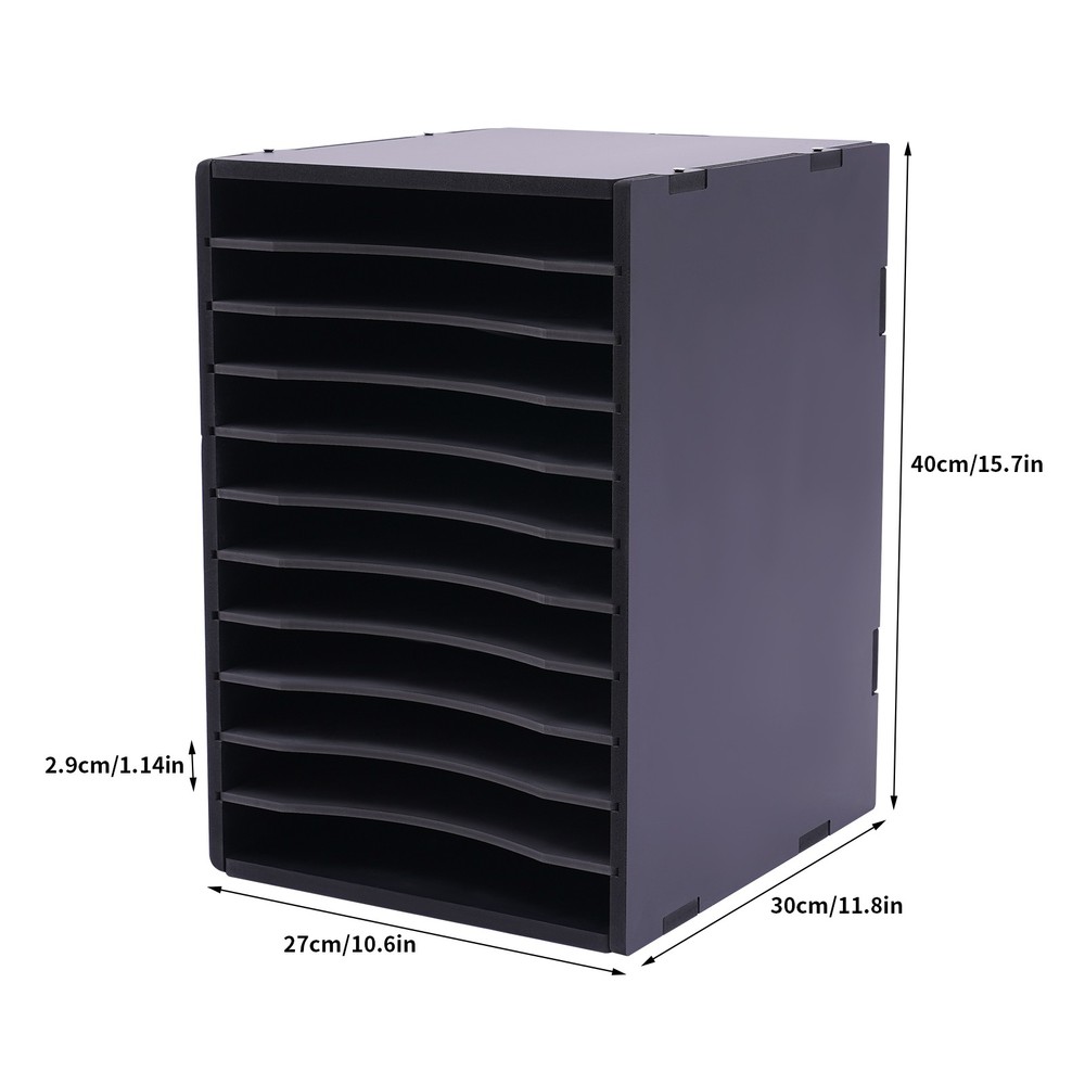 Vertical Desktop Sorter, 11 Compartment, Black, Letter-size Shelves