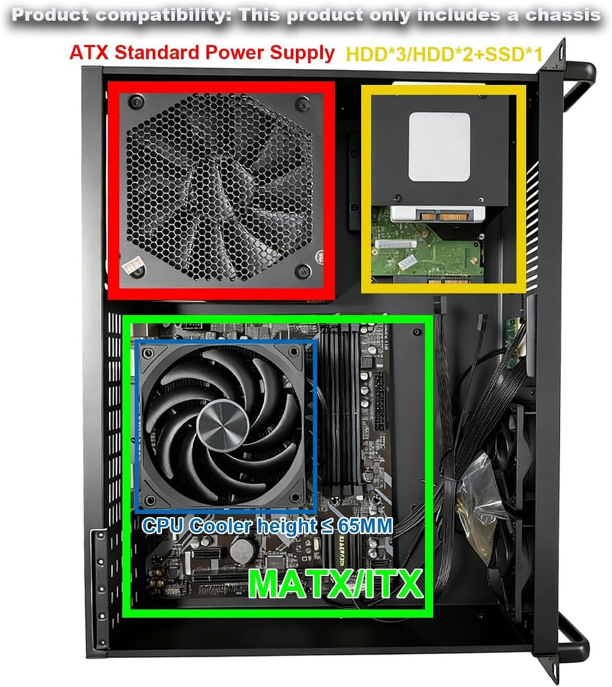 Compact 2U Micro ATX Rackmount Chassis for 3 HDDs & 1 SSD, USB Supported