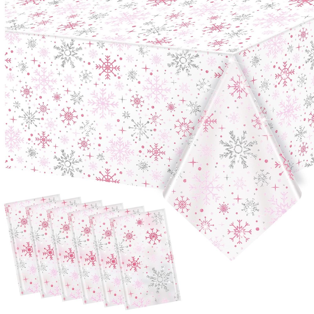 6 Pcs Winter Snowflake Tablecloth Party Decorations Winter Snowflake Wonderla...