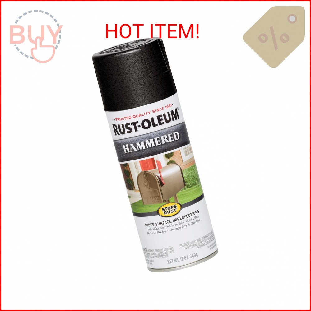 Rust-Oleum 7215830 Stops Rust Hammered Spray Paint, 12 oz, Black