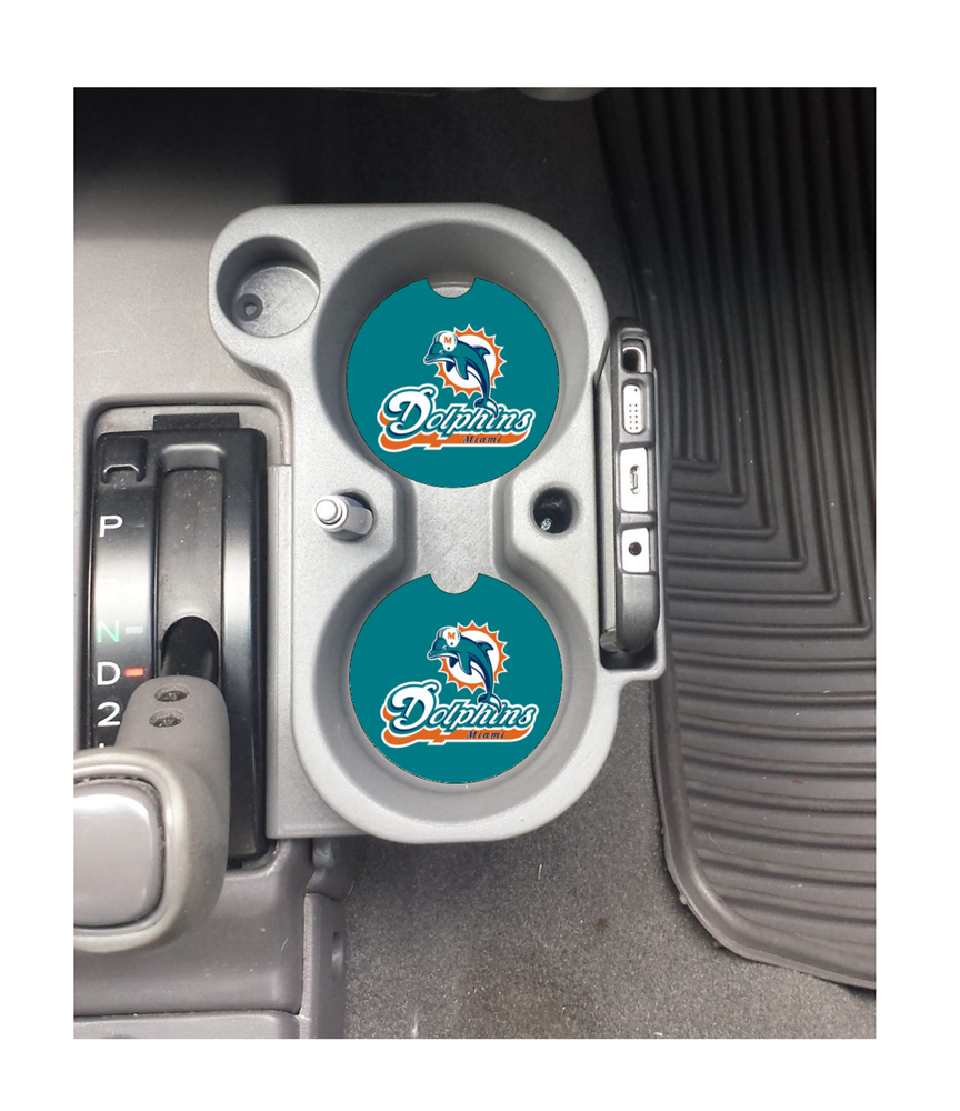 MIAMI DOLPHINS RUBBER CAR COASTERS SET (2) NFL