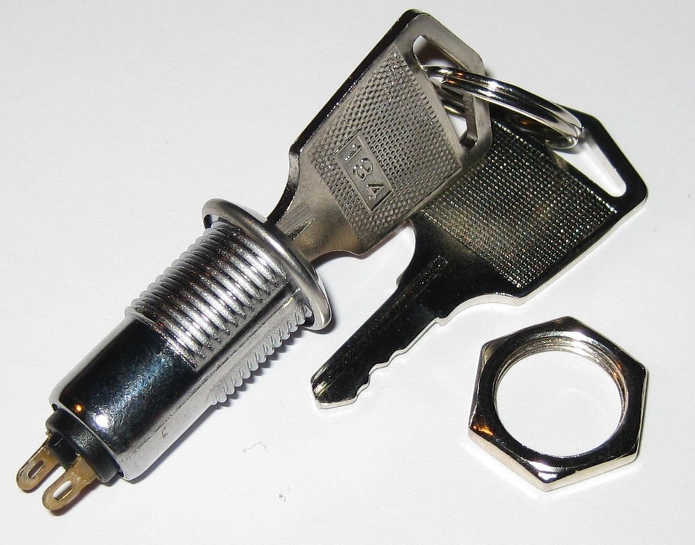 SPST Rotary Keylock Switch - 2 Position Switchlock - 1/2" Diameter Panel Mount