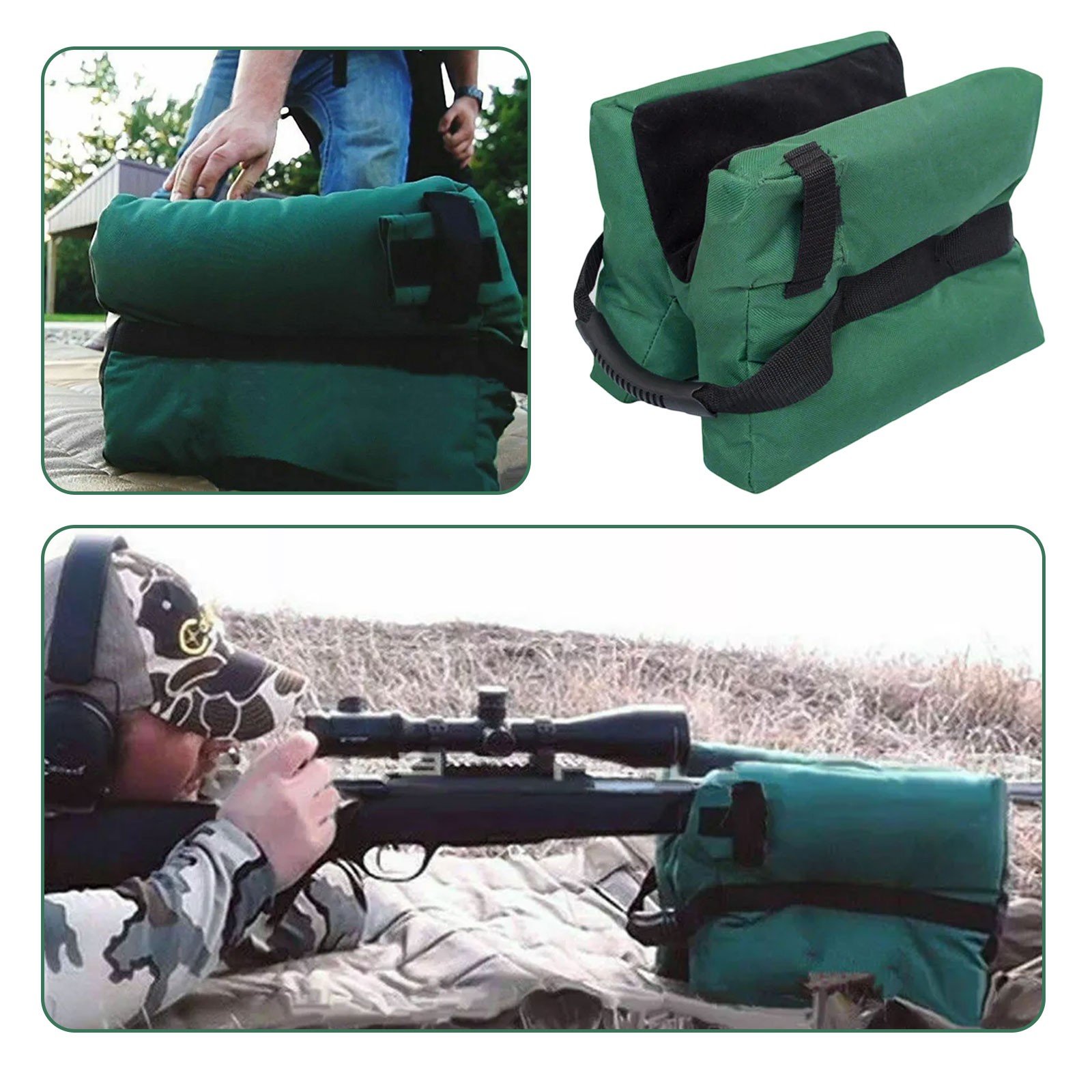 Shooting Range Sand Bag Set Rifle Gun Bench Rest Stand Front Rear Bag /Gun Sock
