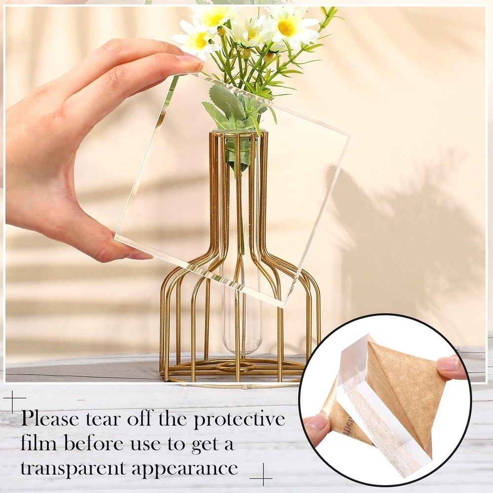 4 Pieces Acrylic Square Display Block Clear Polished Cube Display Stand