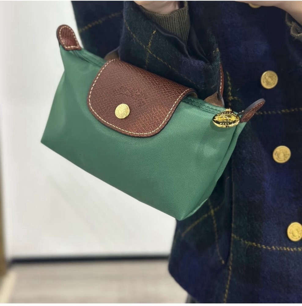 Longchamp Le Pliage Original Mini Pouch With Handle No Strap sage color