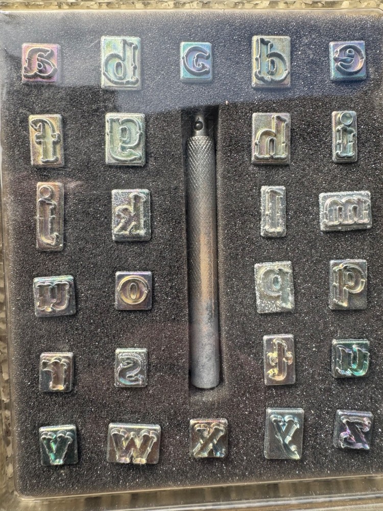 Tandy Craftool Alphabet Sets 3/4” Upper Case + 1/2" Lower + 1/2" Numbers