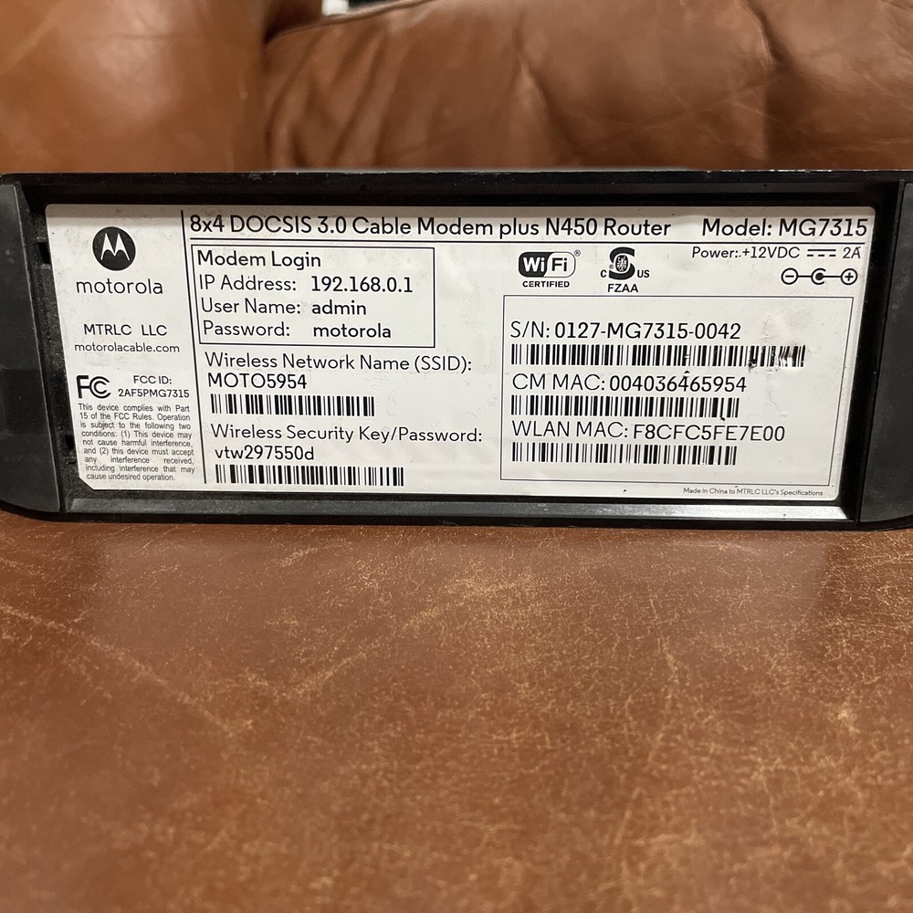 Motorola Cable Modem plus N450 Router