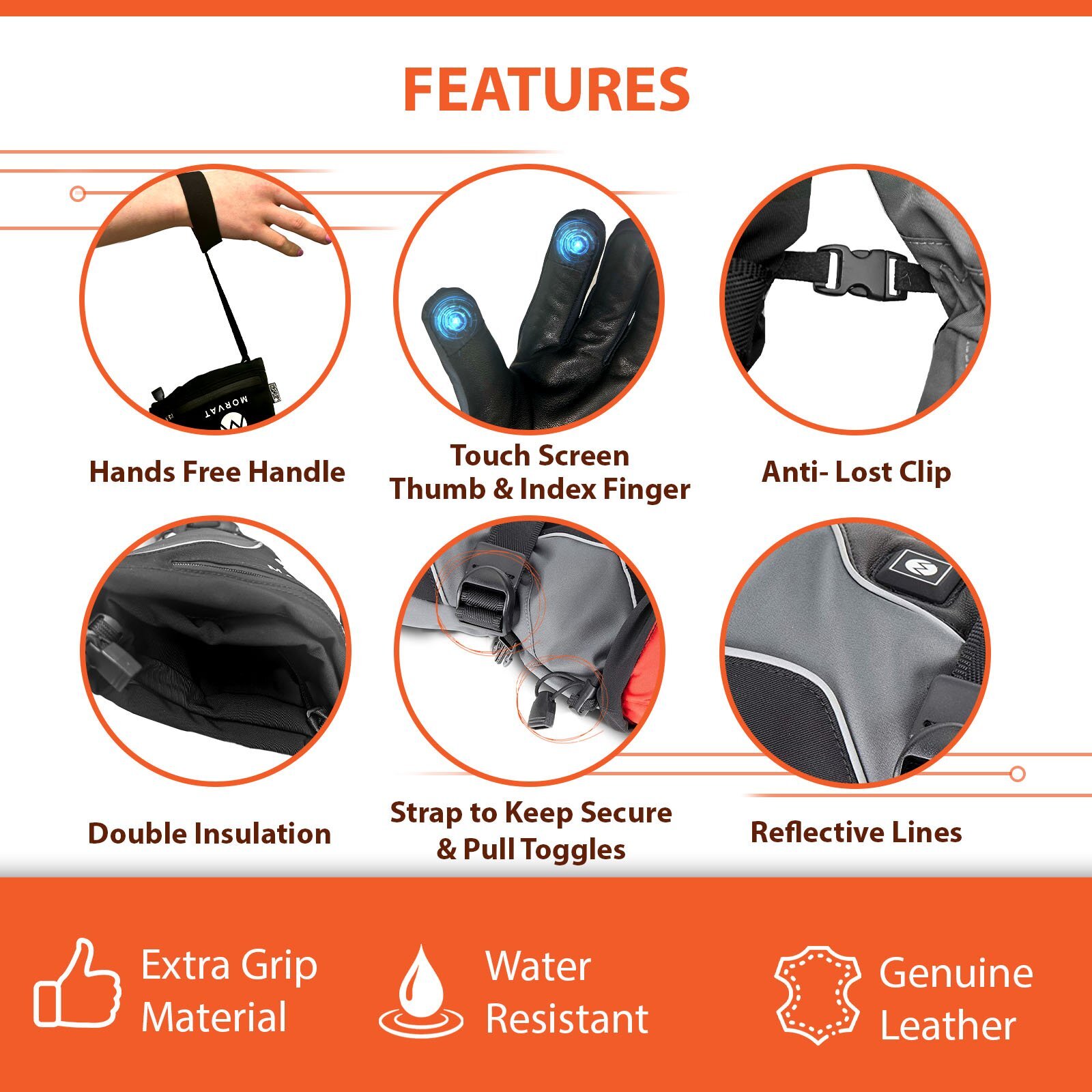 Morvat 16+ Hour Charge Men/Women Rechargeable Battery Electric Heated Gloves