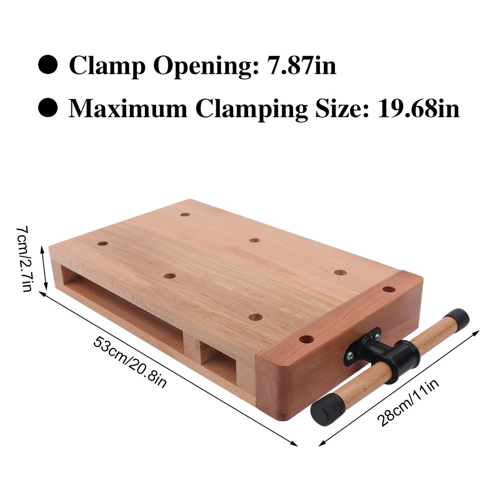 Mobile Workbench, Solid Beech Wood Workbench with 7.87-inch Clamping Range,