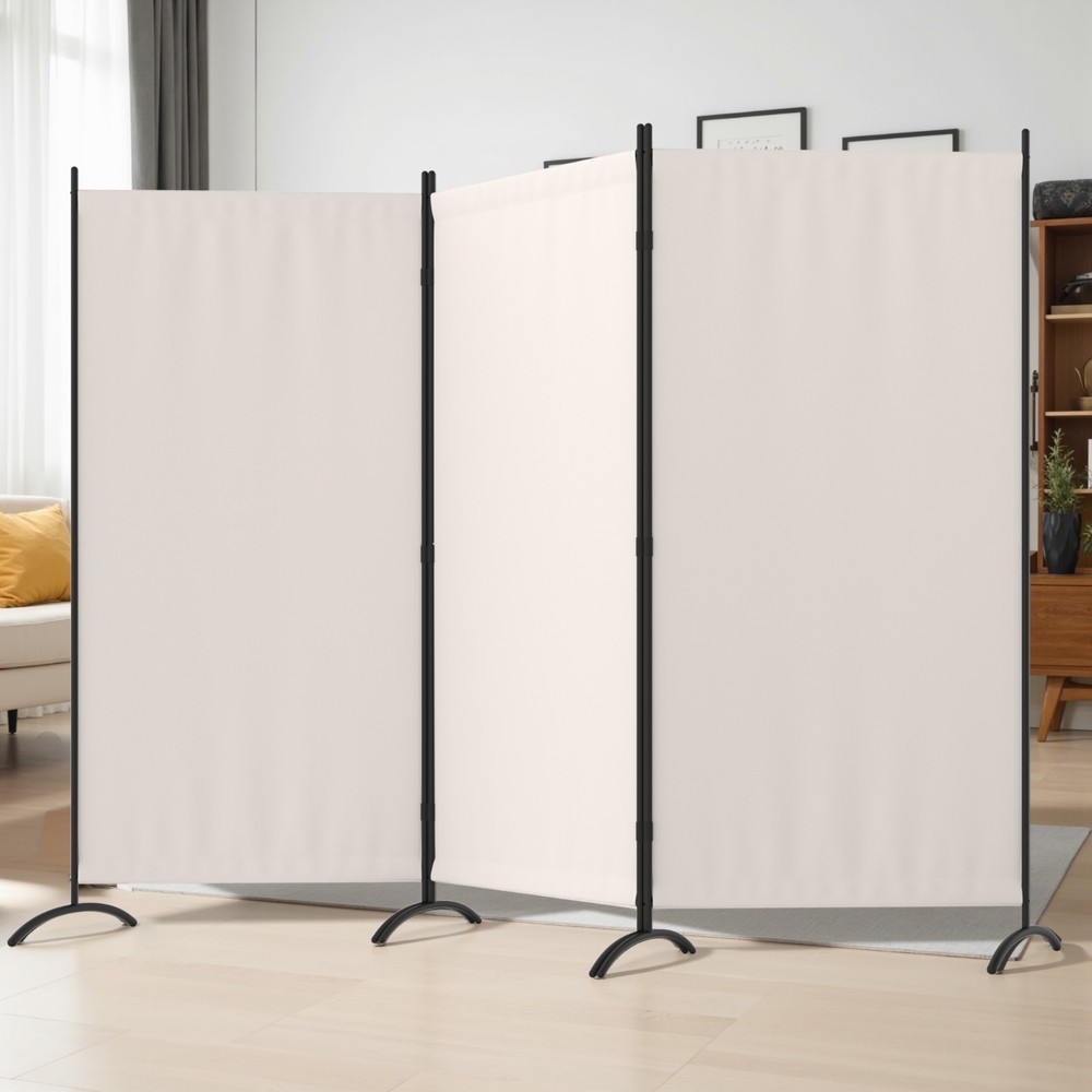 101"W Room Divider 3 Panel Folding Privacy Screen Portable Room Partition, White