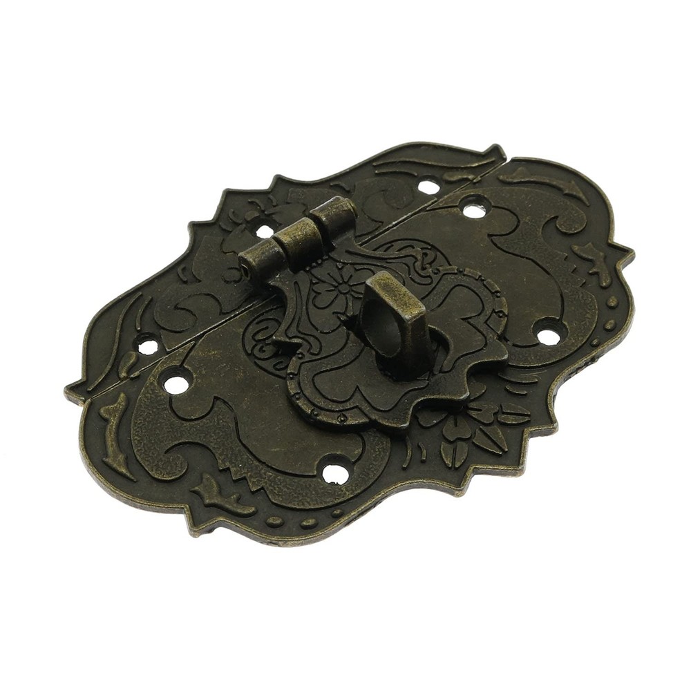 LDCREEE Antique Embossing Decorative Brass Hasp Clasp Latch Lock with Bronze