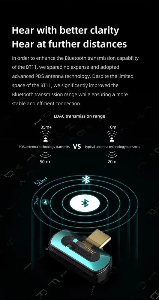 FiiO BT11 USB C Bluetooth 5.4 Transmitter Audio Adapter QCC5181 LDAC aptX