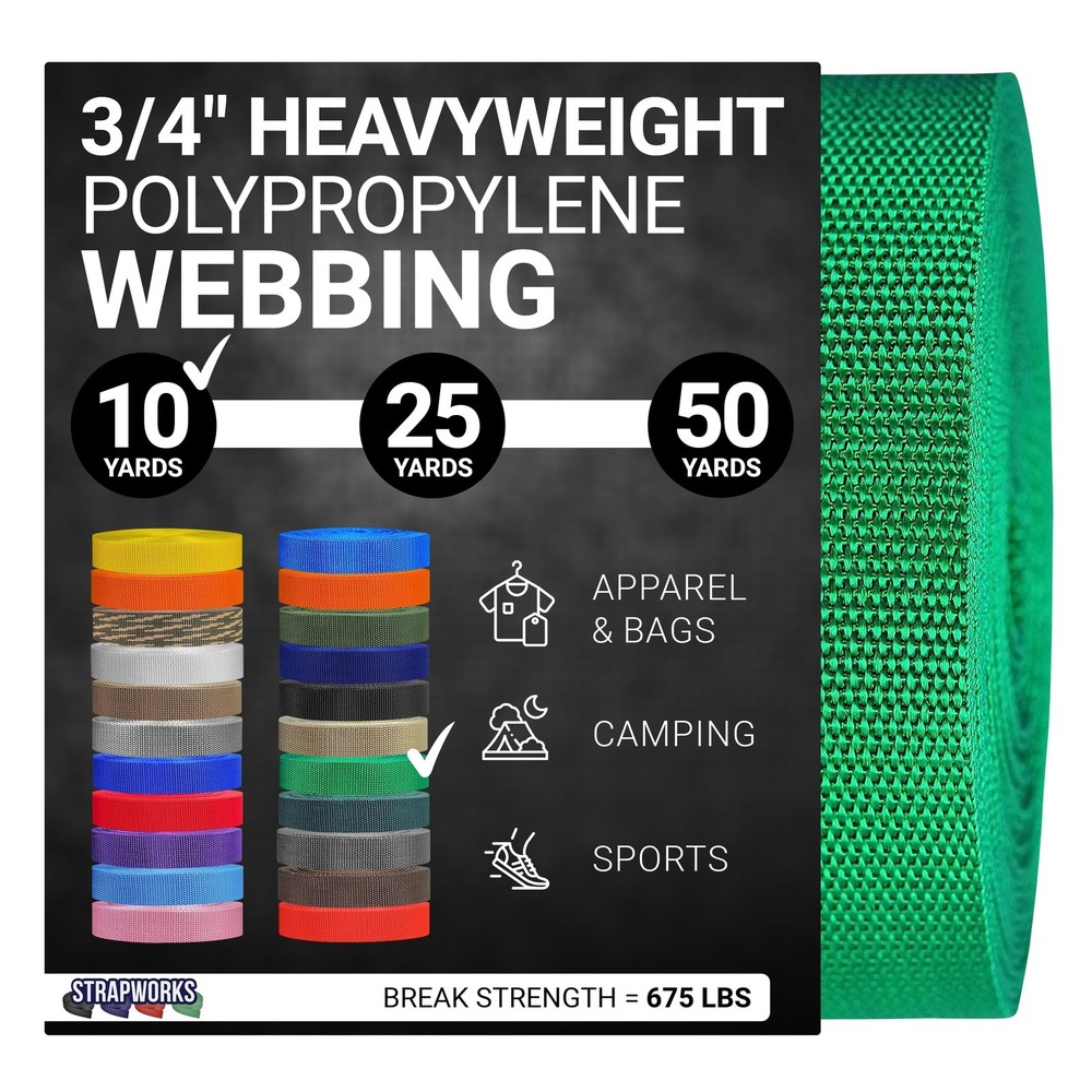 Strapworks Heavyweight Polypropylene Webbing - Heavy Duty Poly Strapping for ...
