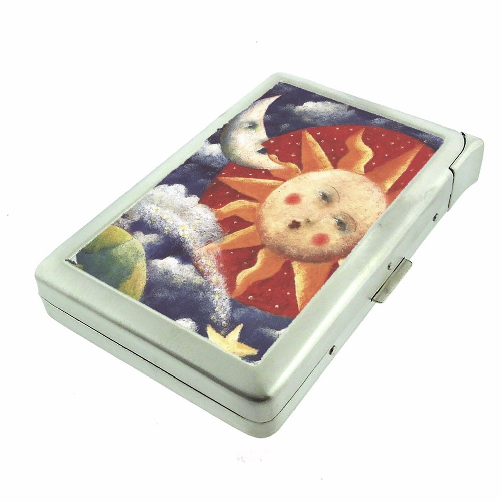 Celestial Whimsy Sun & Moon C4 100's Cigarette Case lighter ID Holder Wallet