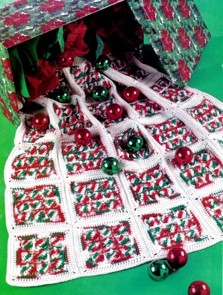 PRETTY Holiday Lace-Over Afghan/Crochet Pattern INSTRUCTIONS ONLY
