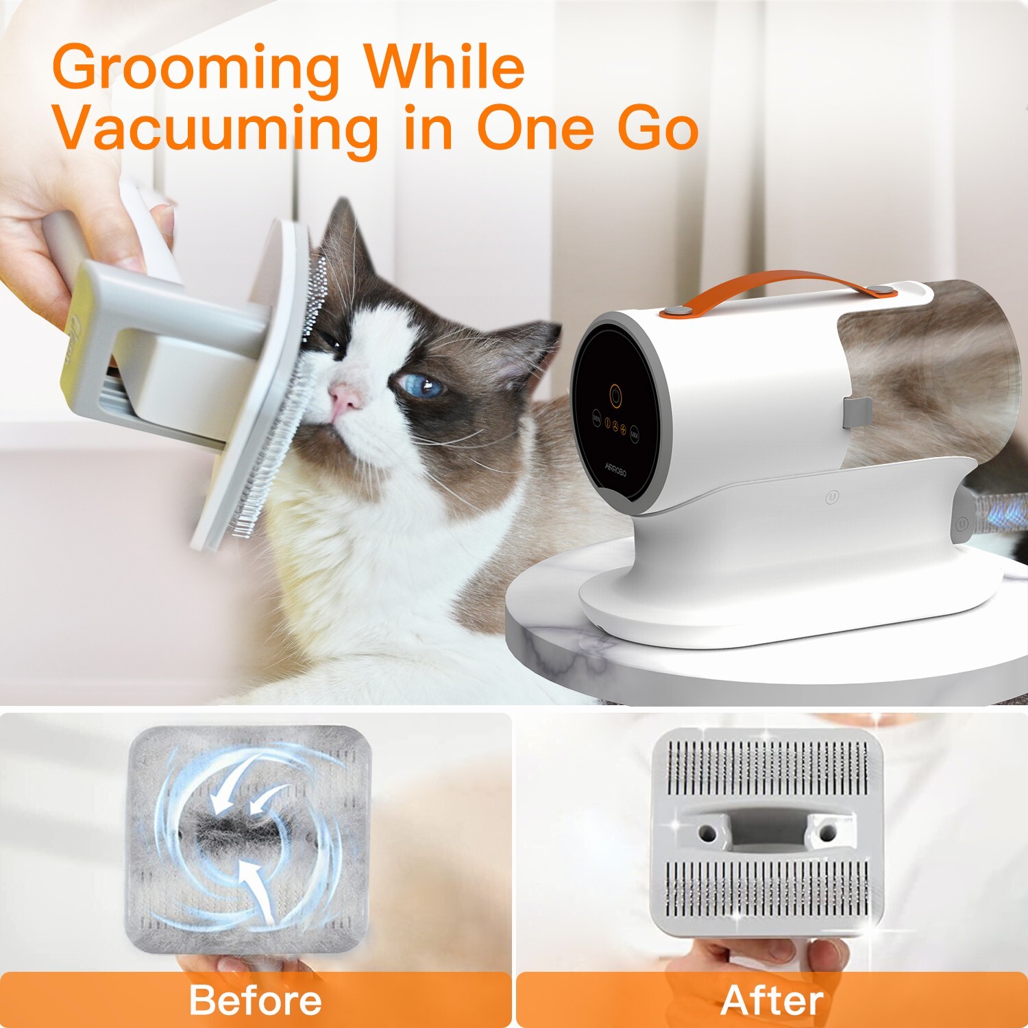 AIRROBO PG100 Pet Grooming Vacuum & 5 Grooming Tools, 12000Pa Suction Power New