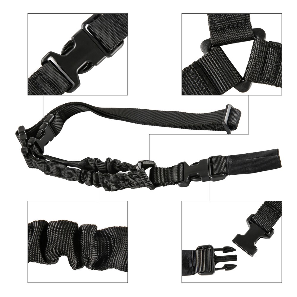 Tactical 1 Single Point Sling Adjustable Bungee Rifle Gun Sling Strap System