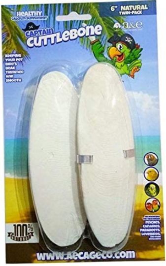 Bird, AE Cage Company Captain Cuttlebone Natural Flavored Cuttlebone 6" Long (2)