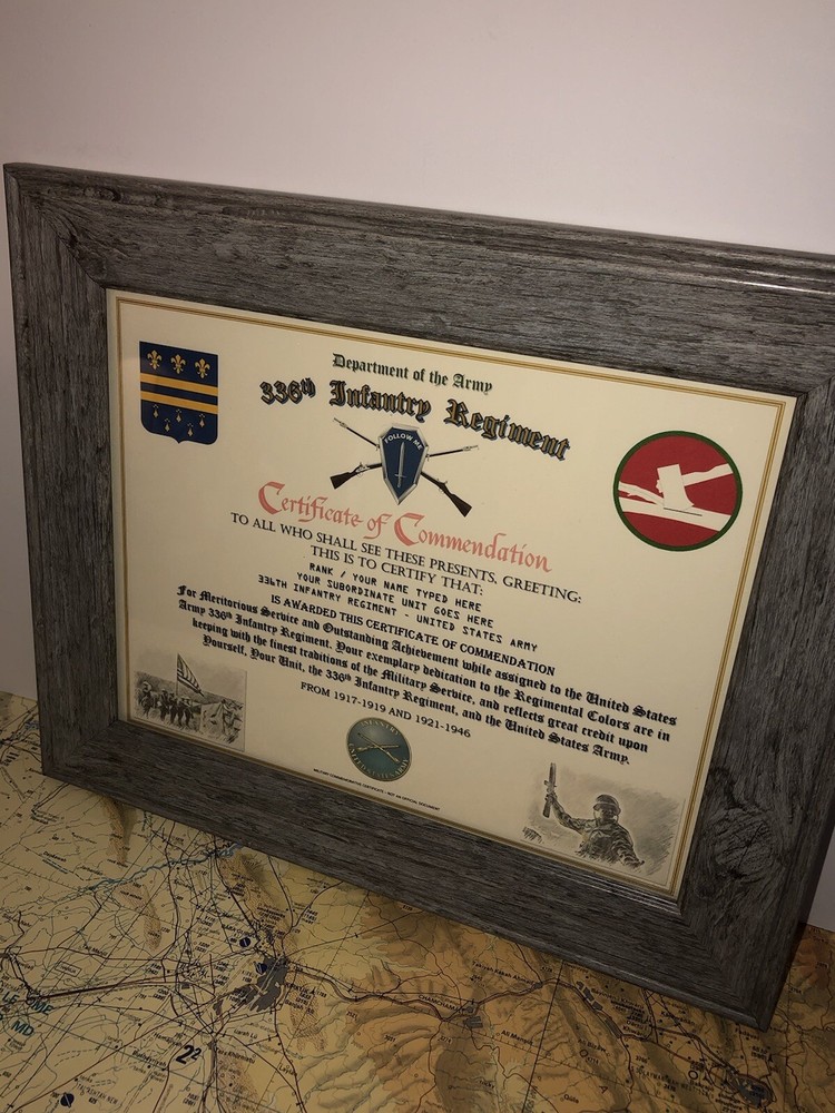 336TH INFANTRY REGIMENT / COMMEMORATIVE - CERTIFICATE OF COMMENDATION