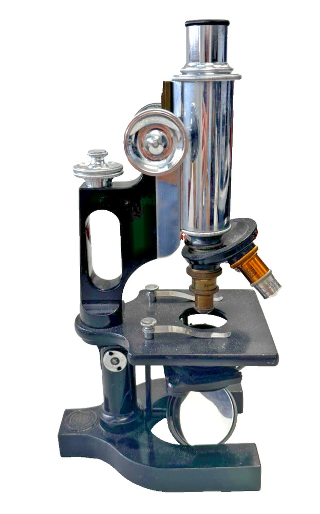 Antique Bausch and Lomb Chrome Jug Handle Microscope, Circa 1910