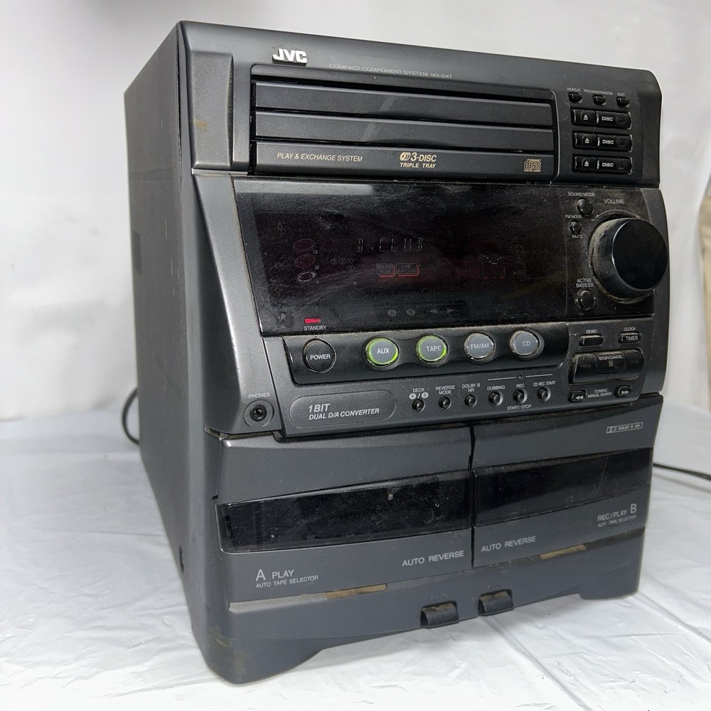 JVC MX-D4T Tuner Component Amp 3 Disc CD/Cassette Player Hi Fi System - POWERS