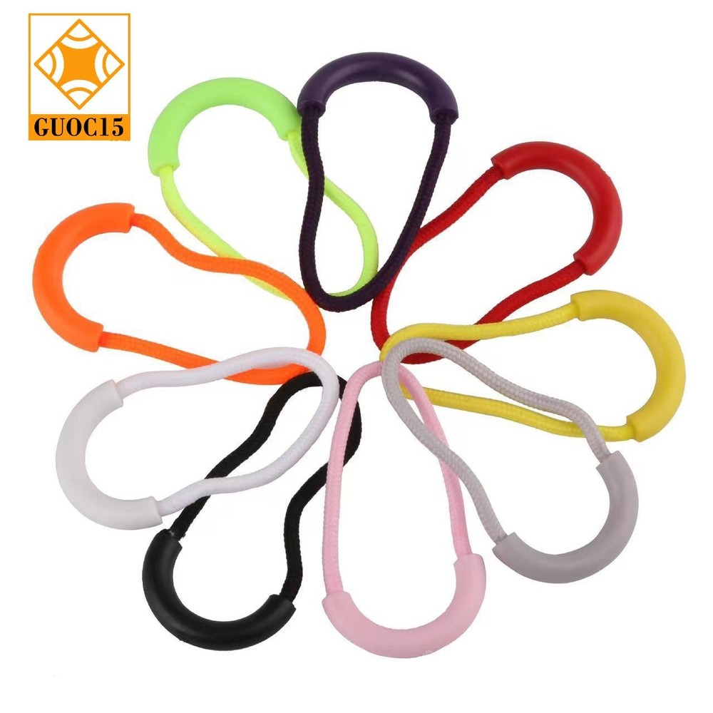 15 x Zipper Pulls Replacement Extension Cord Handle Plastic U-Shape Tag Black