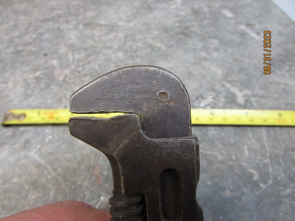 antique miniture monkey wrench pipe wrench SPRINGFIELD DROP FORGING