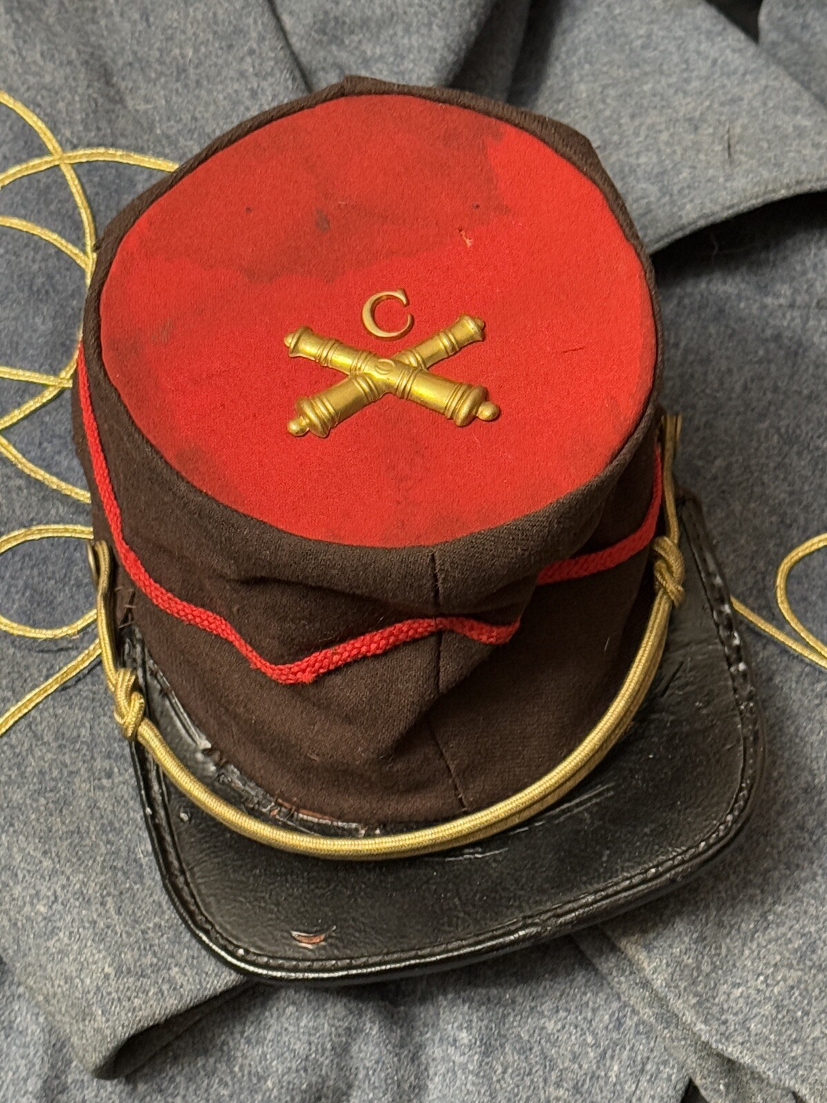 AUTHENTIC CIVIL WAR CONFEDERATE CSA HEAVY ARTILLERY CO. C FORAGE CAP HAT KEPI