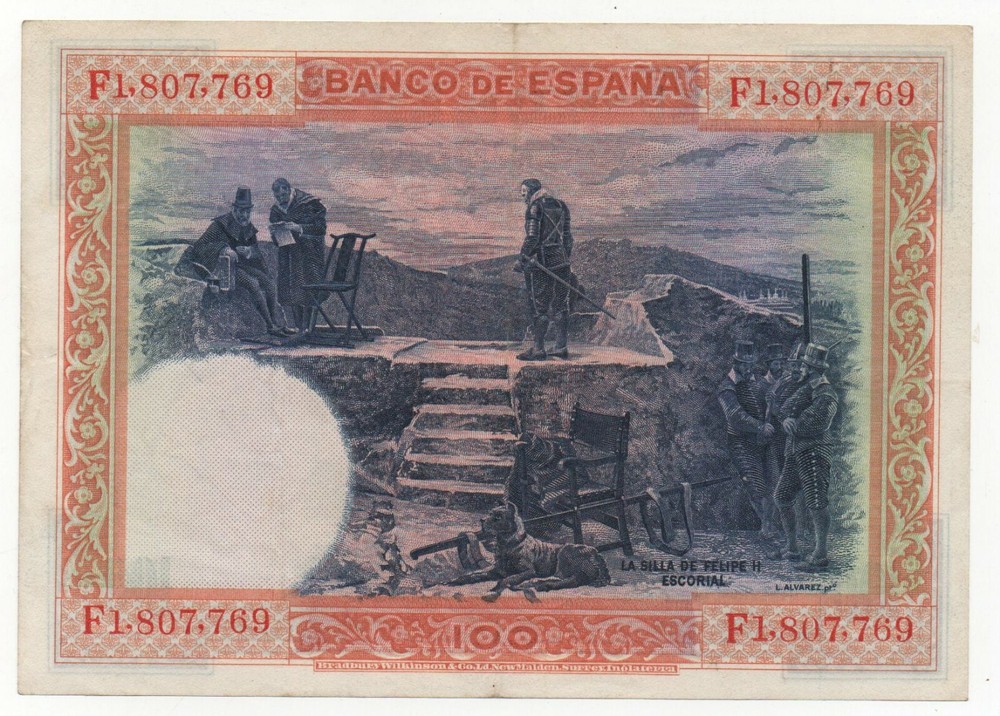 SPAIN 100 PESETAS 1925 PICK 69 LOOK SCANS