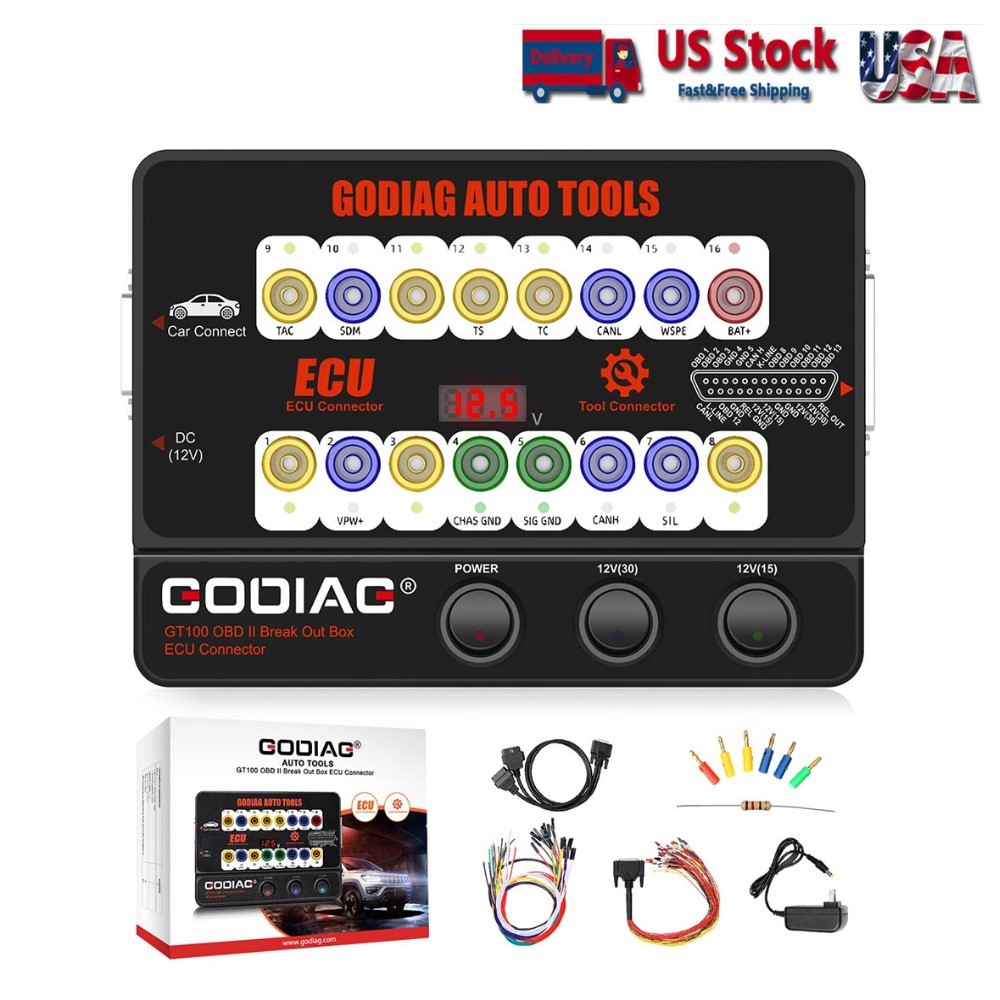 GODIAG GT100 OBDII Protocol Detector OBD2 Breakout Box E/CU Connector