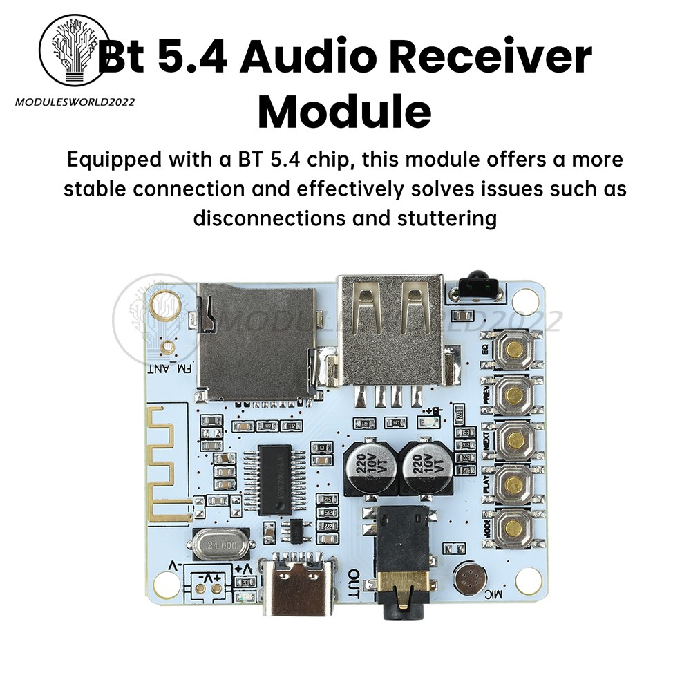 Bluetooth 5.4 Audio Receiver Board MP3 Lossless Decoder Decoding Module Type-C