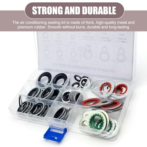 60 PCS Car Air Conditioning Compressor Gasket Assortment Set, Multi