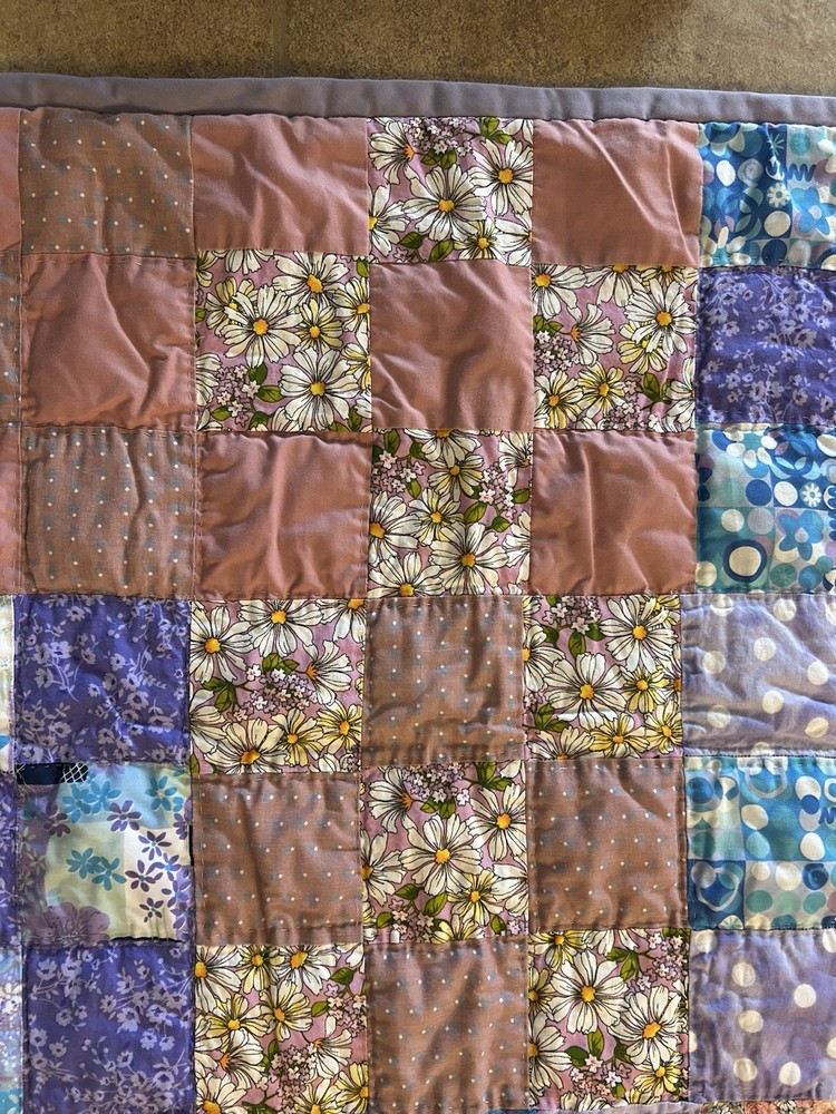 Handmade Nine Patch Patchwork Quilt 54x54” New