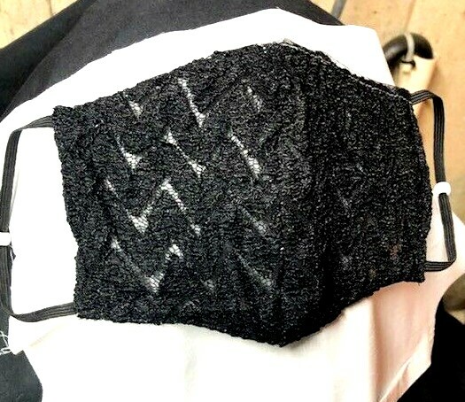 "Black Lace"  Poly blend Face mask (handmade)